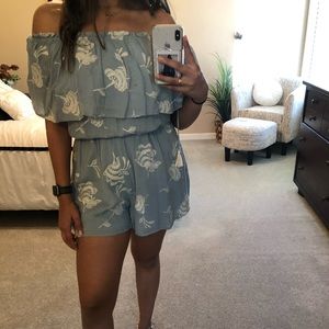 off the shoulder floral romper